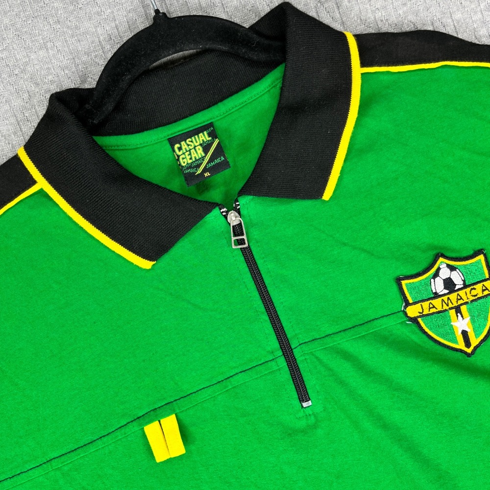 Jamaica Polo Shirt Mens XL Green Quarter Zip Soccer Football Jersey World Cup